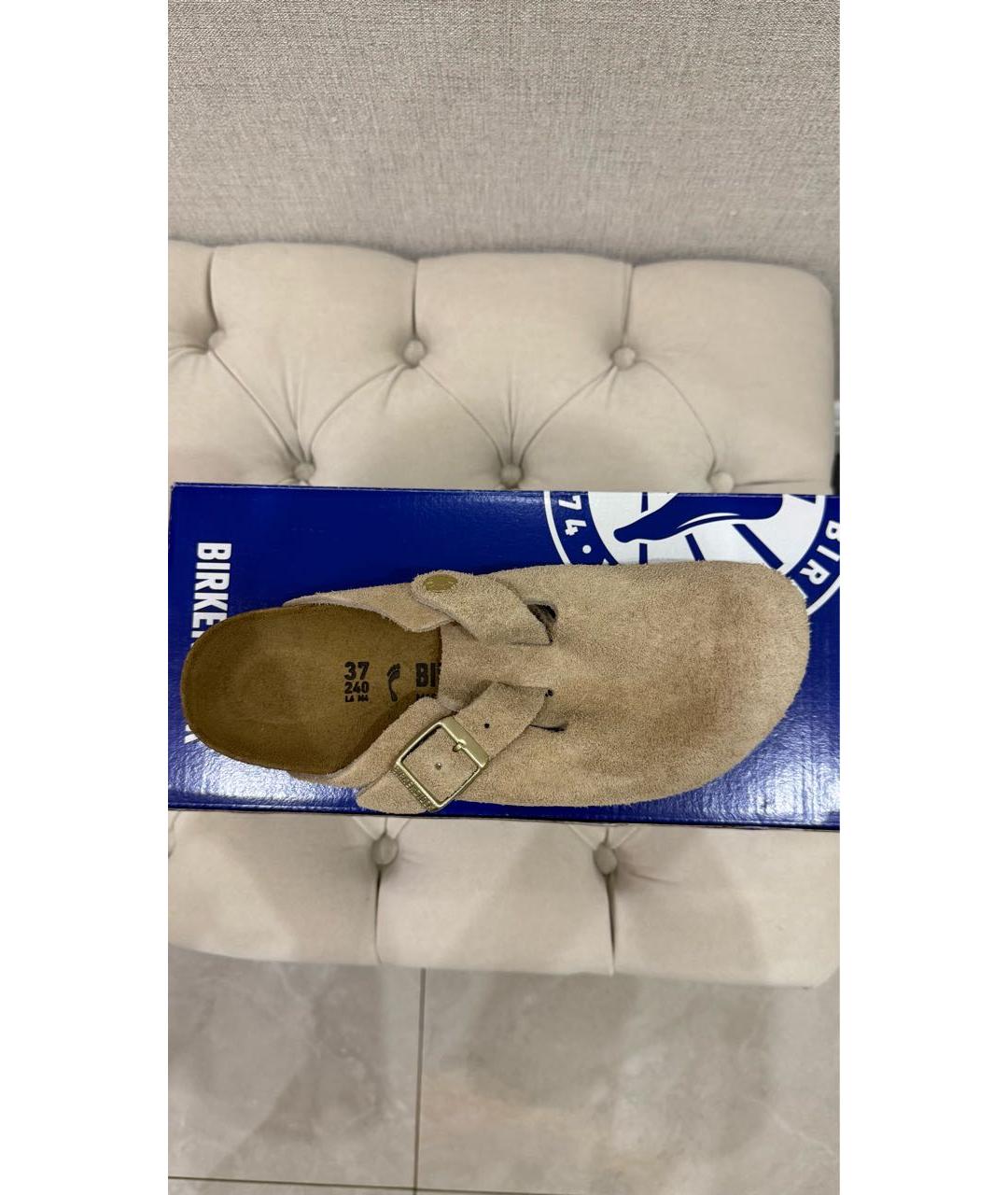 BIRKENSTOCK Бежевые замшевые сабо, фото 7