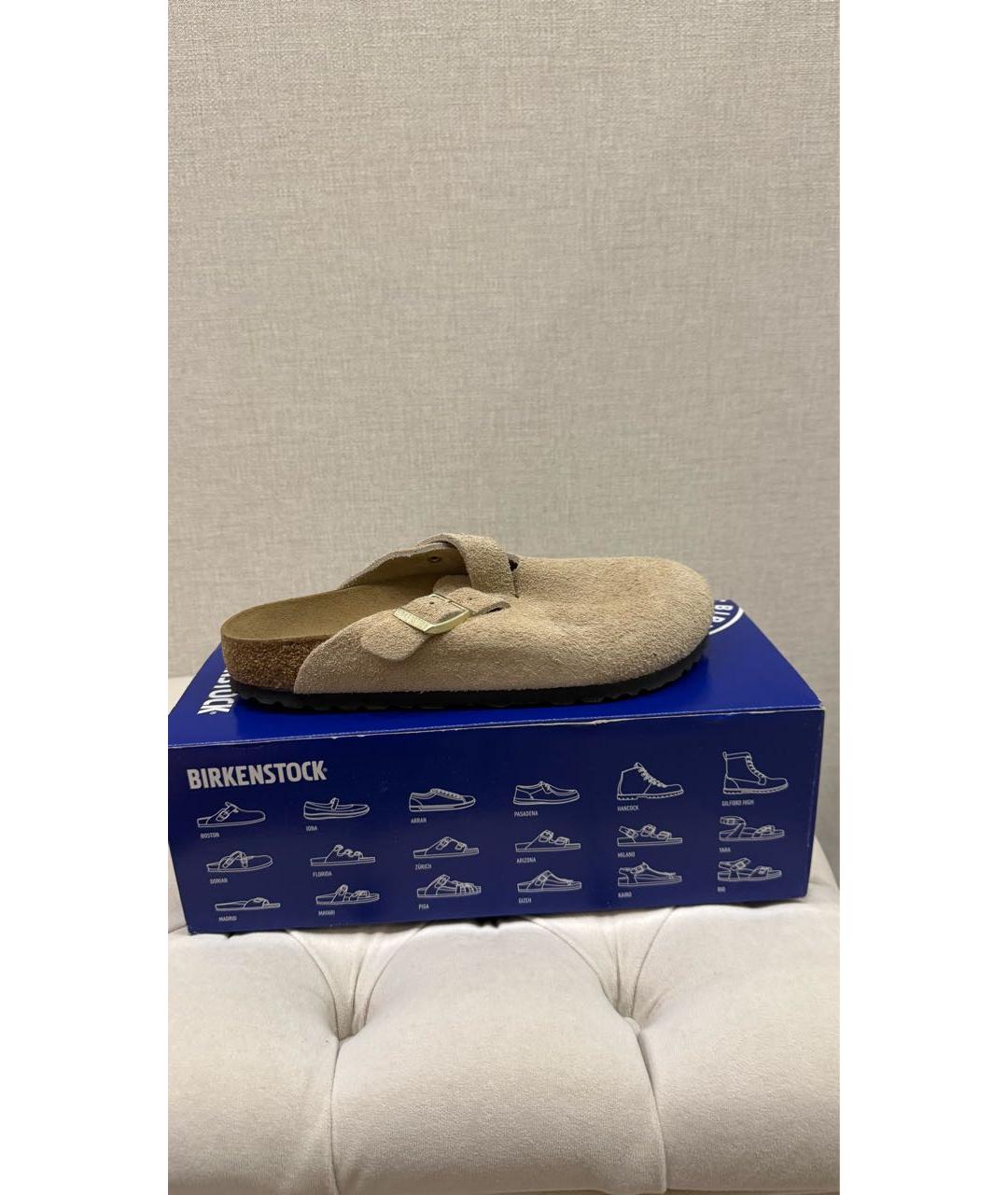 BIRKENSTOCK Бежевые замшевые сабо, фото 6