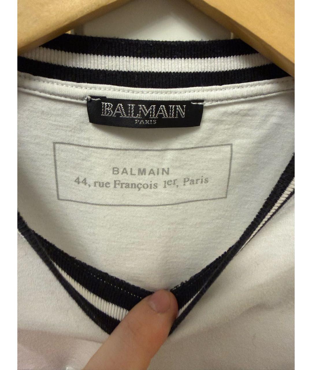 BALMAIN Белая хлопковая футболка, фото 3