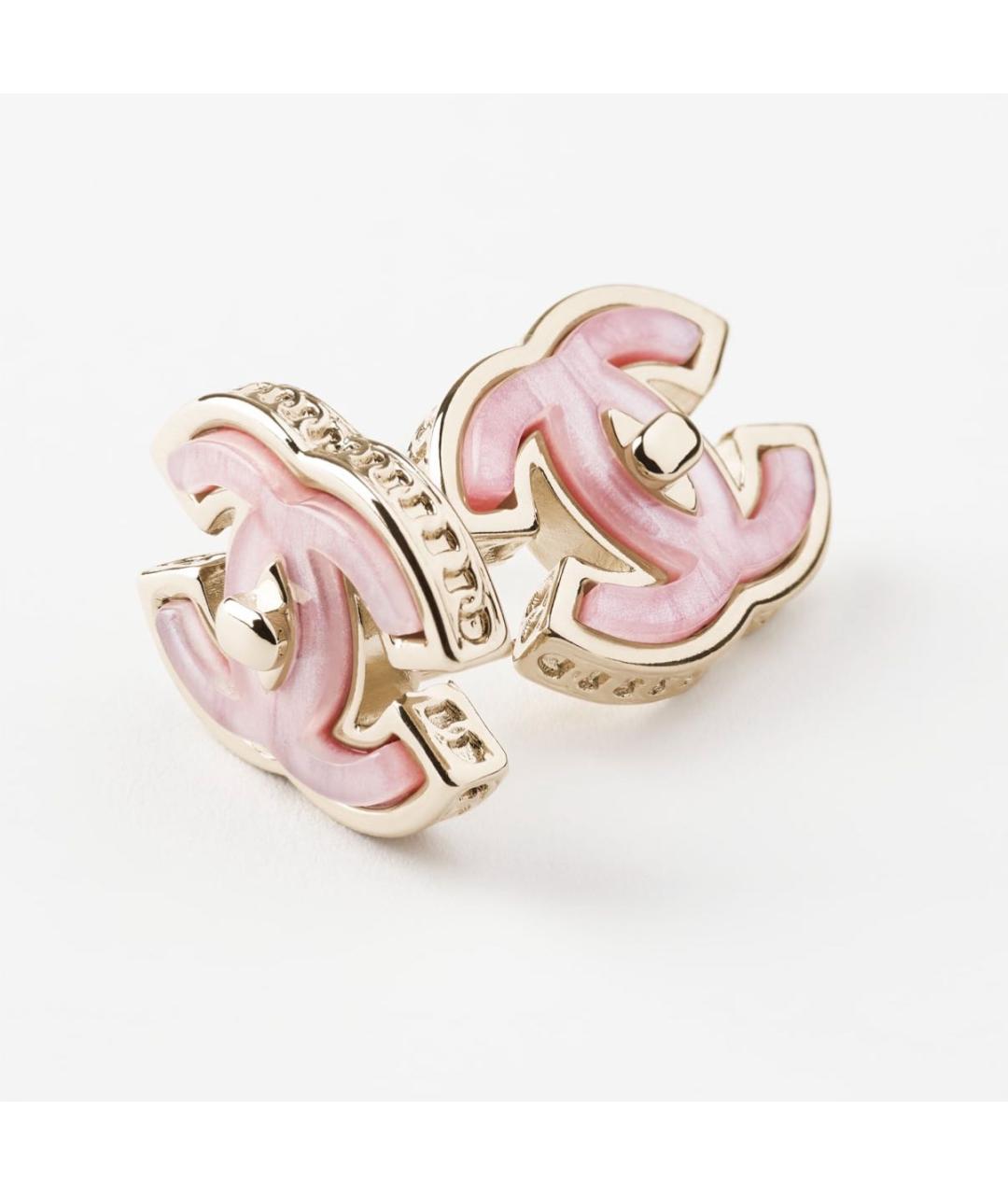 CHANEL Розовые металлические серьги, фото 4