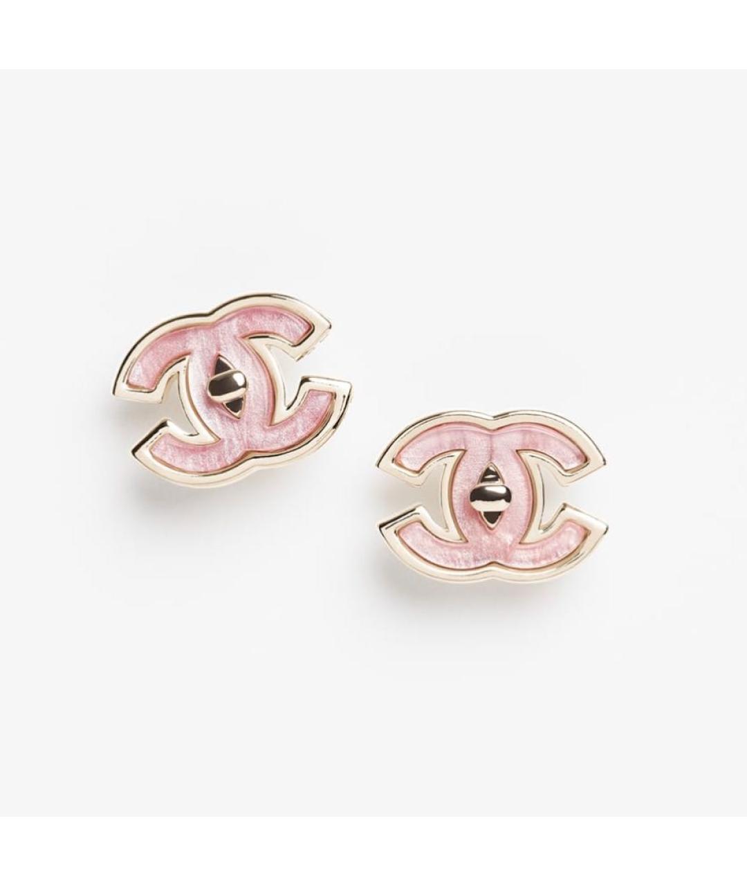 CHANEL Розовые металлические серьги, фото 2