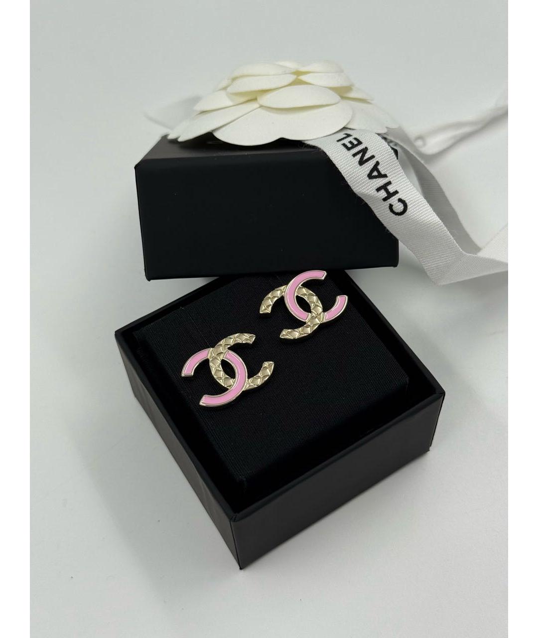 CHANEL Розовые металлические серьги, фото 7
