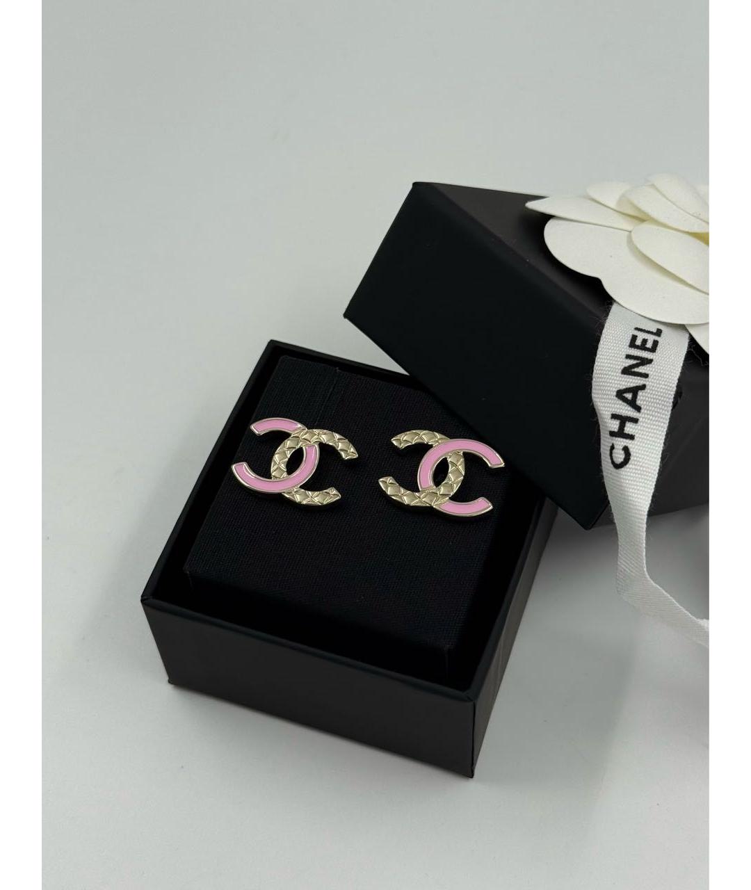 CHANEL Розовые металлические серьги, фото 6