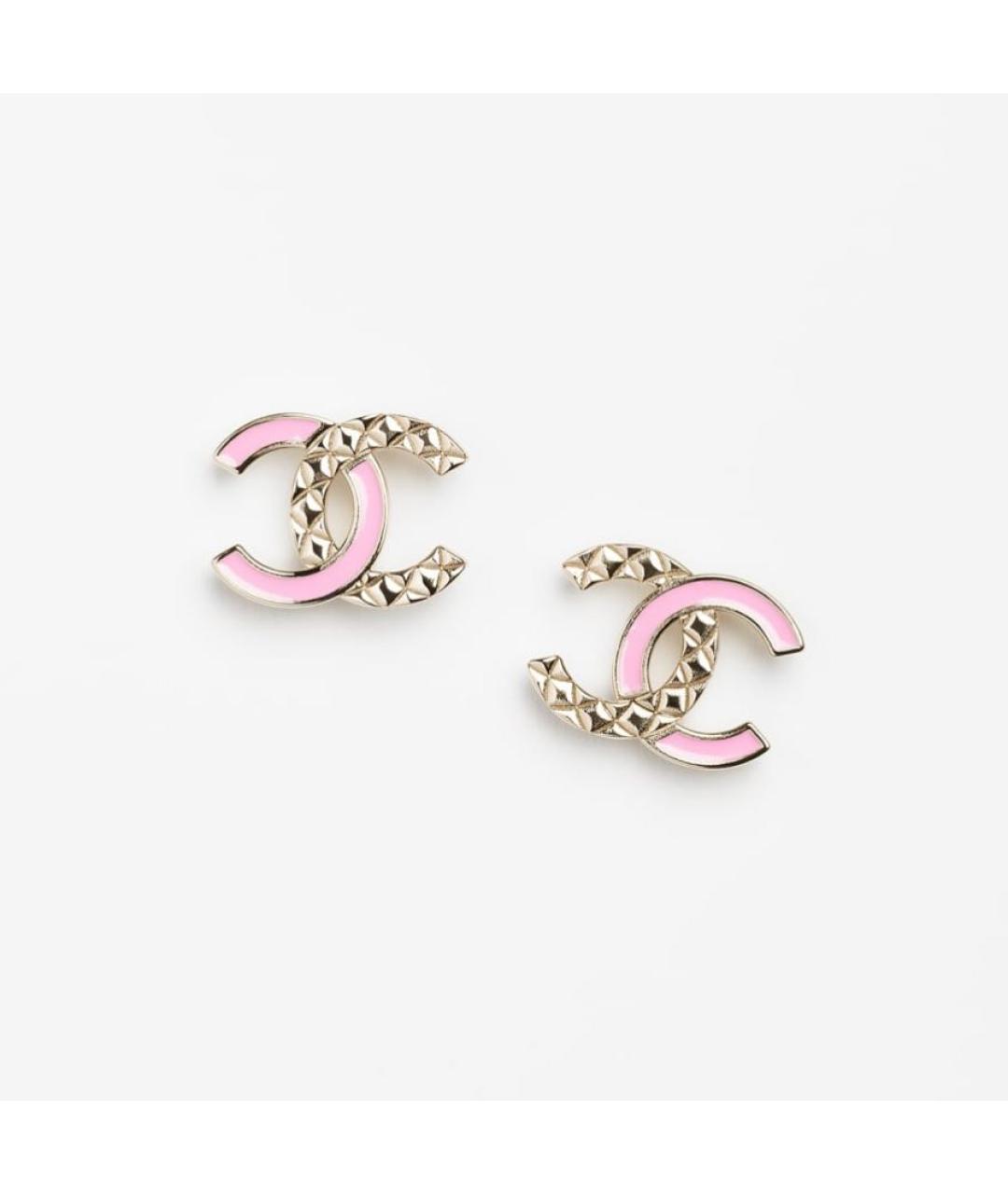 CHANEL Розовые металлические серьги, фото 5