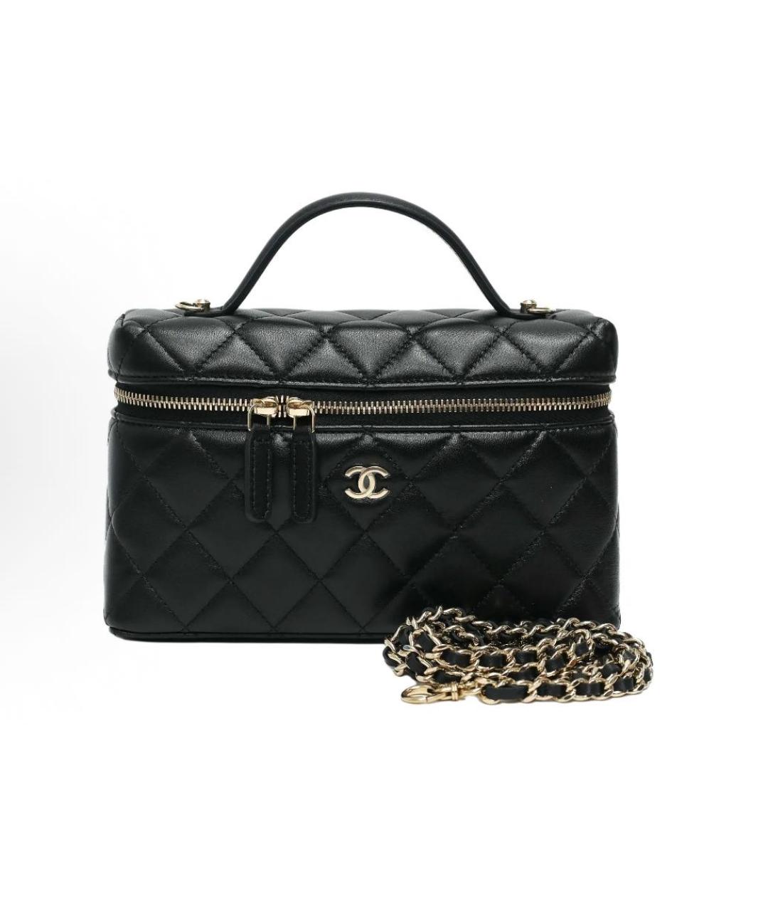 CHANEL Черная кожаная сумка с короткими ручками, фото 6