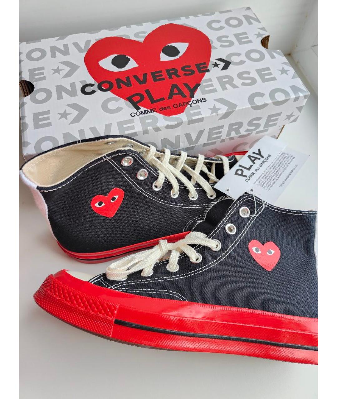COMME DES GARÇONS PLAY Черные текстильные кеды, фото 4