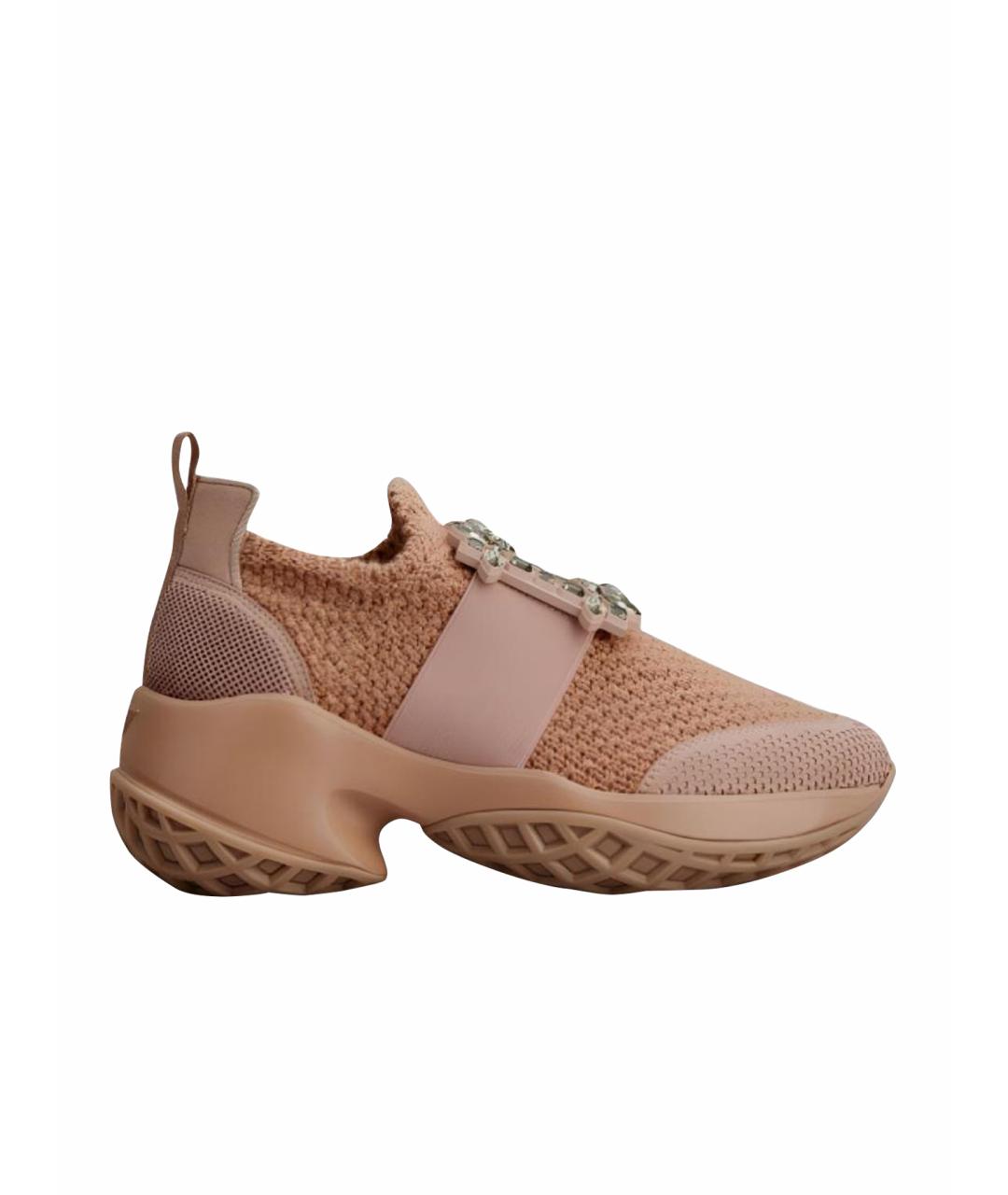 ROGER VIVIER Бежевые текстильные кроссовки, фото 1