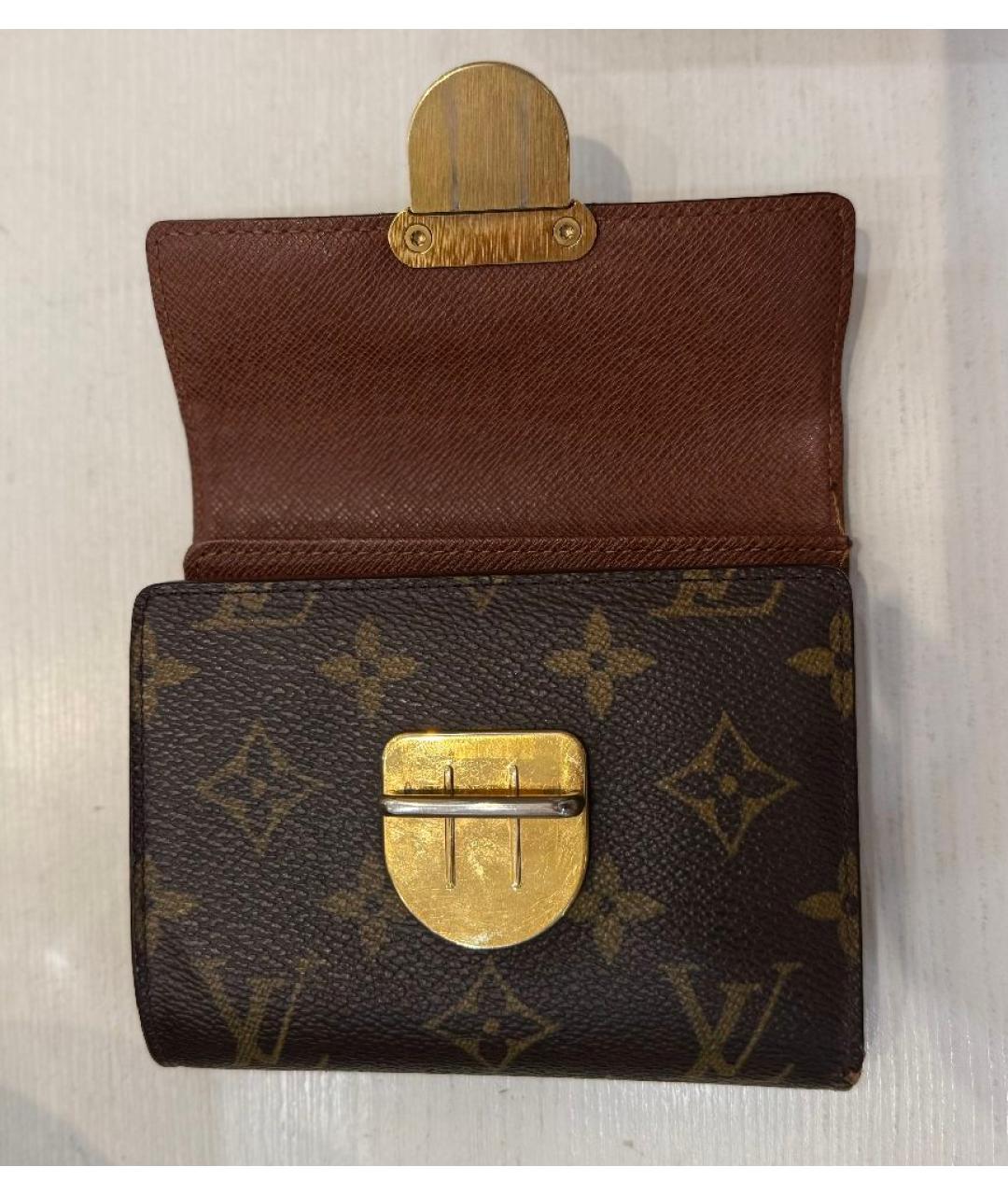 LOUIS VUITTON Коричневый кожаный кошелек, фото 2
