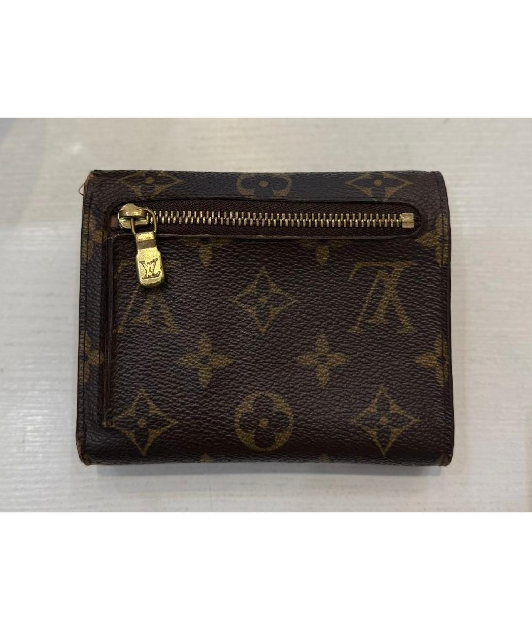 LOUIS VUITTON Коричневый кожаный кошелек, фото 3