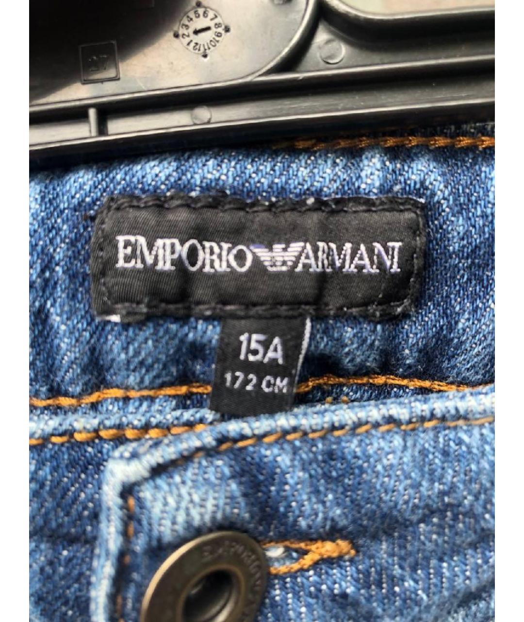 EMPORIO ARMANI Синие хлопковые детские джинсы, фото 2