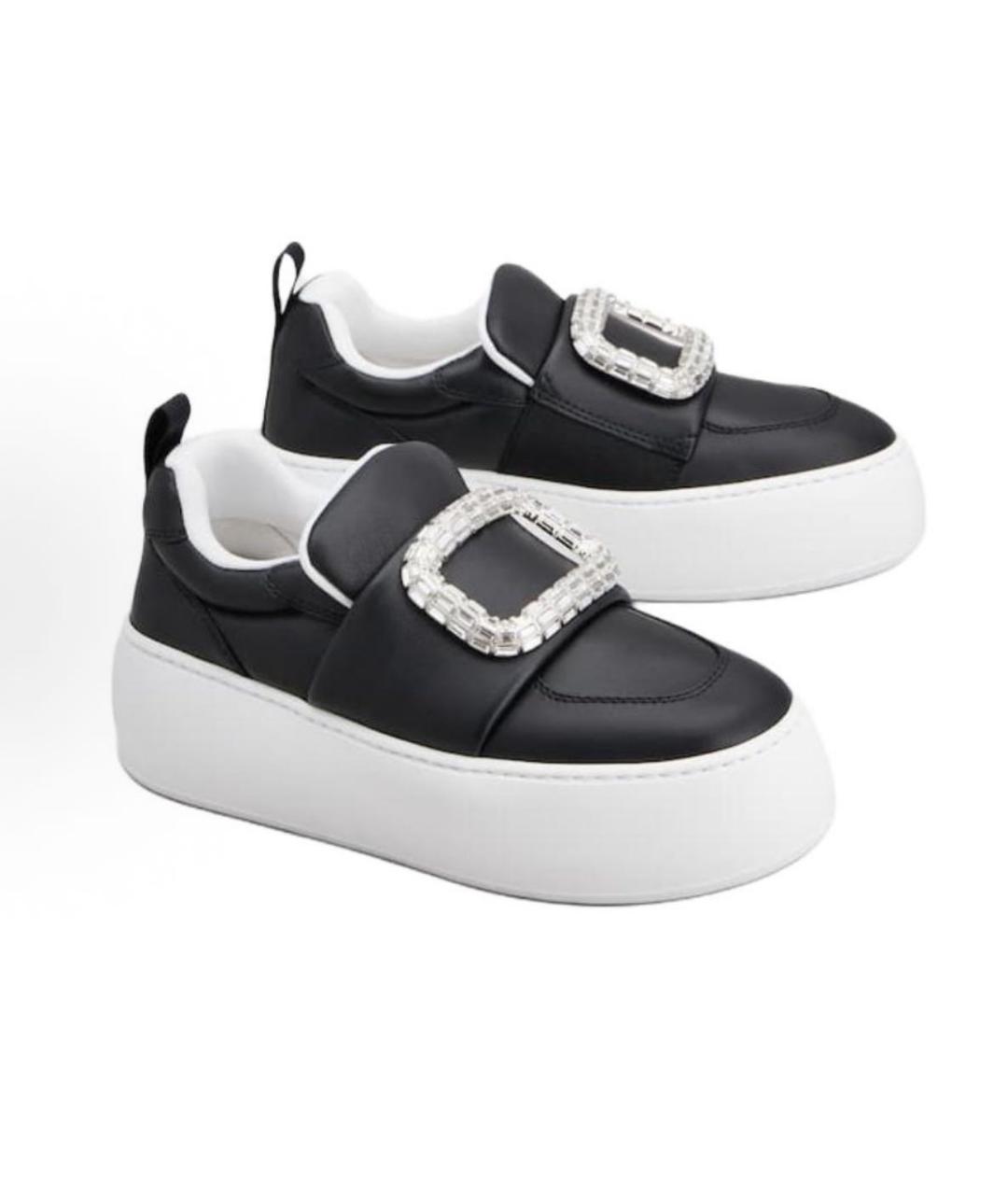 ROGER VIVIER Черные кожаные слипоны, фото 3