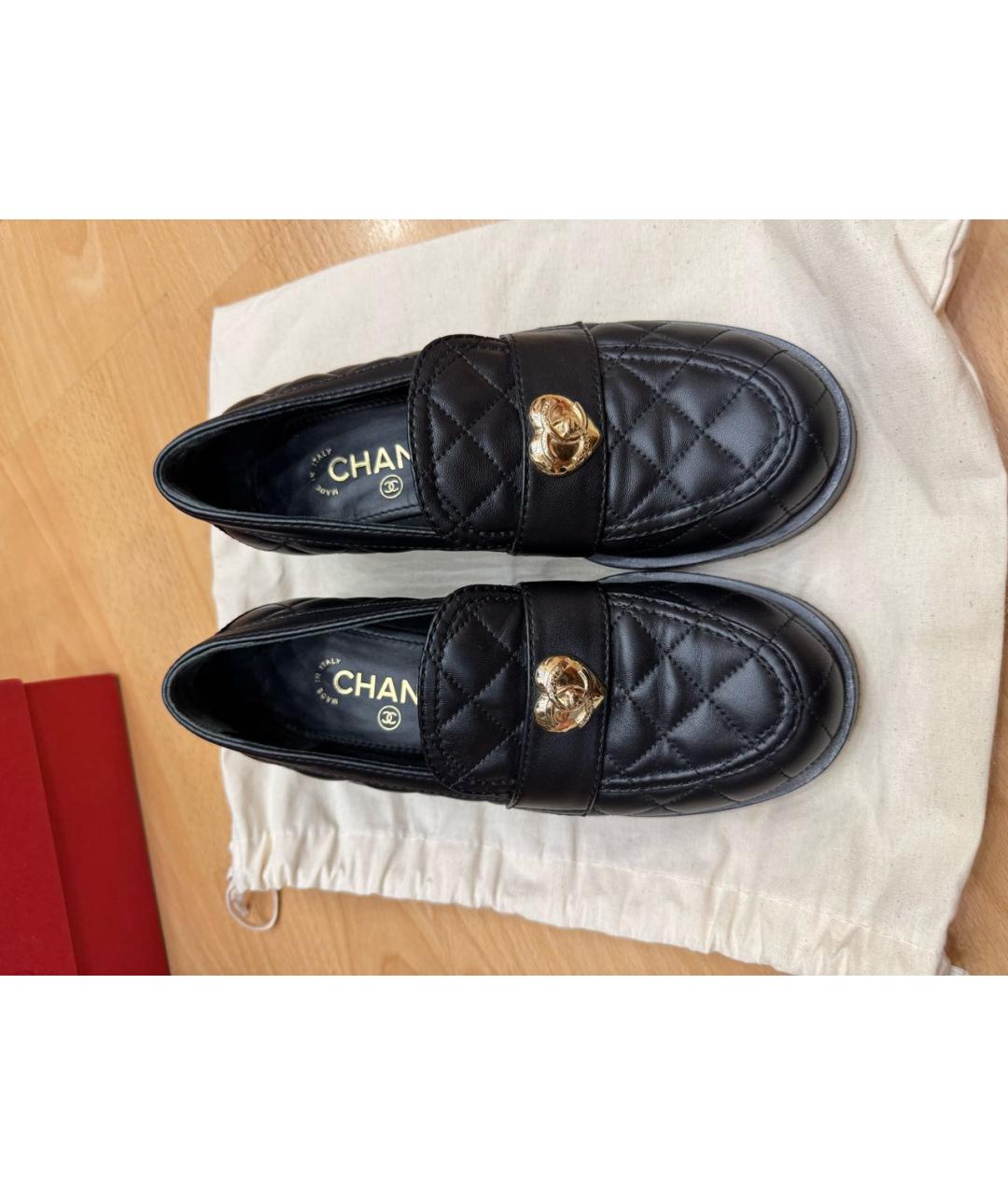CHANEL Черные кожаные лоферы, фото 2