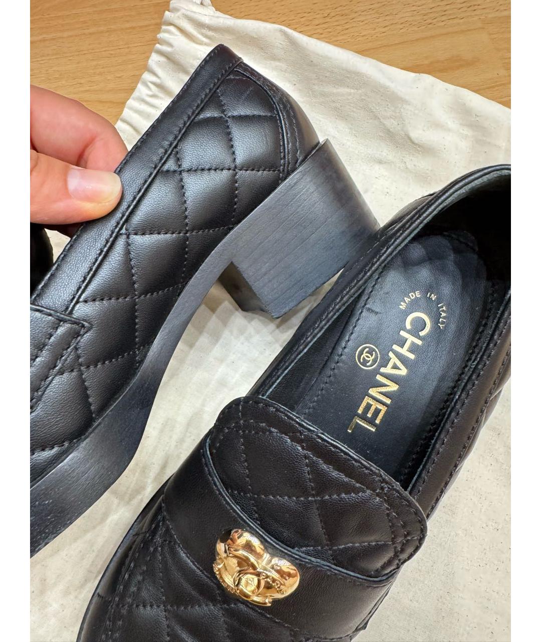 CHANEL Черные кожаные лоферы, фото 7