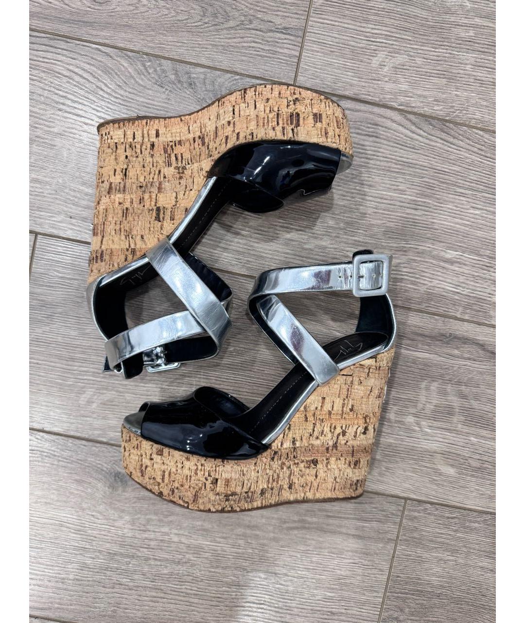 GIUSEPPE ZANOTTI DESIGN Черные босоножки из лакированной кожи, фото 8