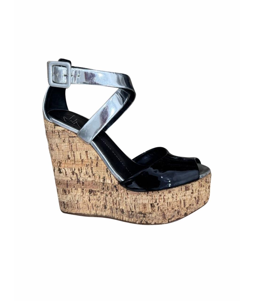 GIUSEPPE ZANOTTI DESIGN Черные босоножки из лакированной кожи, фото 1