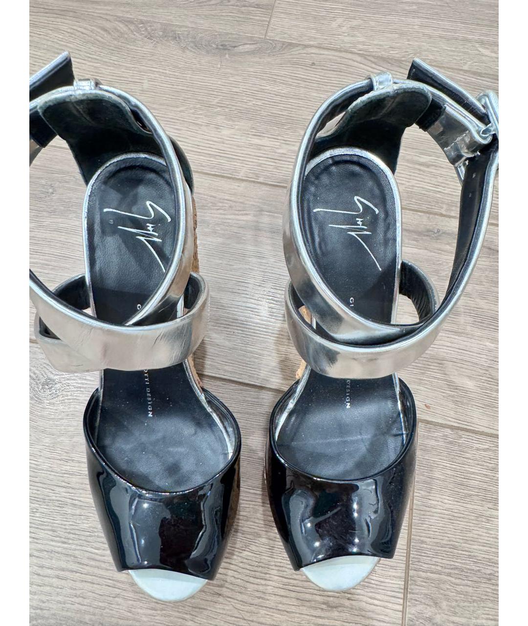 GIUSEPPE ZANOTTI DESIGN Черные босоножки из лакированной кожи, фото 3