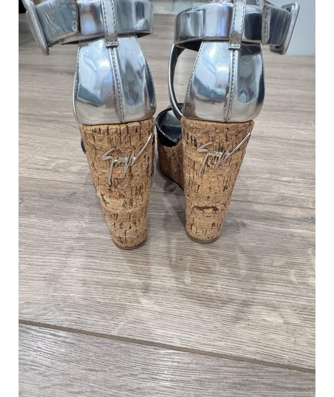 GIUSEPPE ZANOTTI DESIGN Черные босоножки из лакированной кожи, фото 4