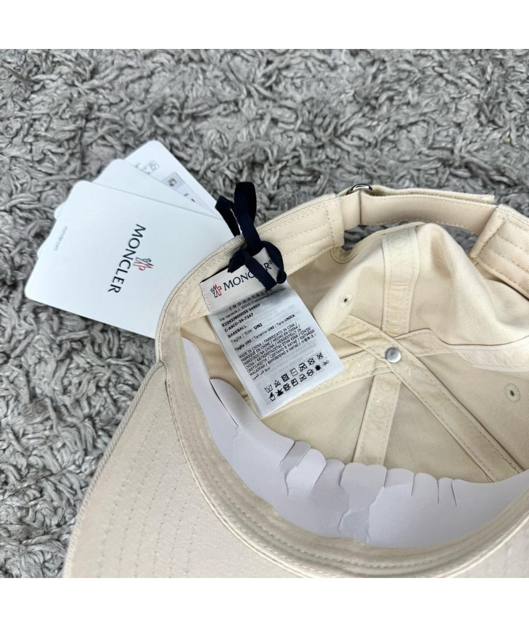 MONCLER Бежевая хлопковая кепка, фото 4