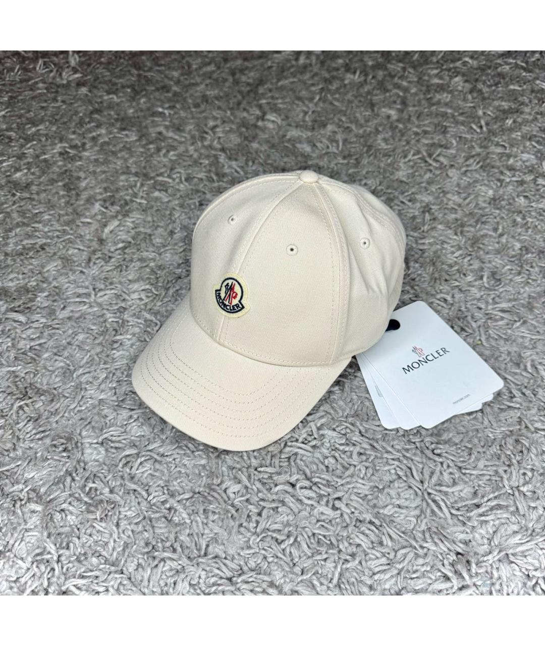 MONCLER Бежевая хлопковая кепка, фото 6