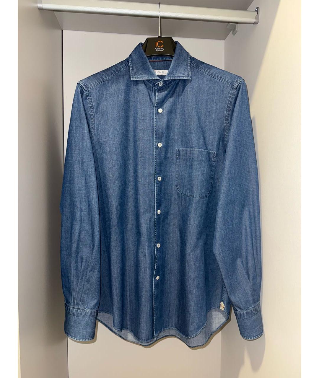 LORO PIANA Синяя хлопковая кэжуал рубашка, фото 4