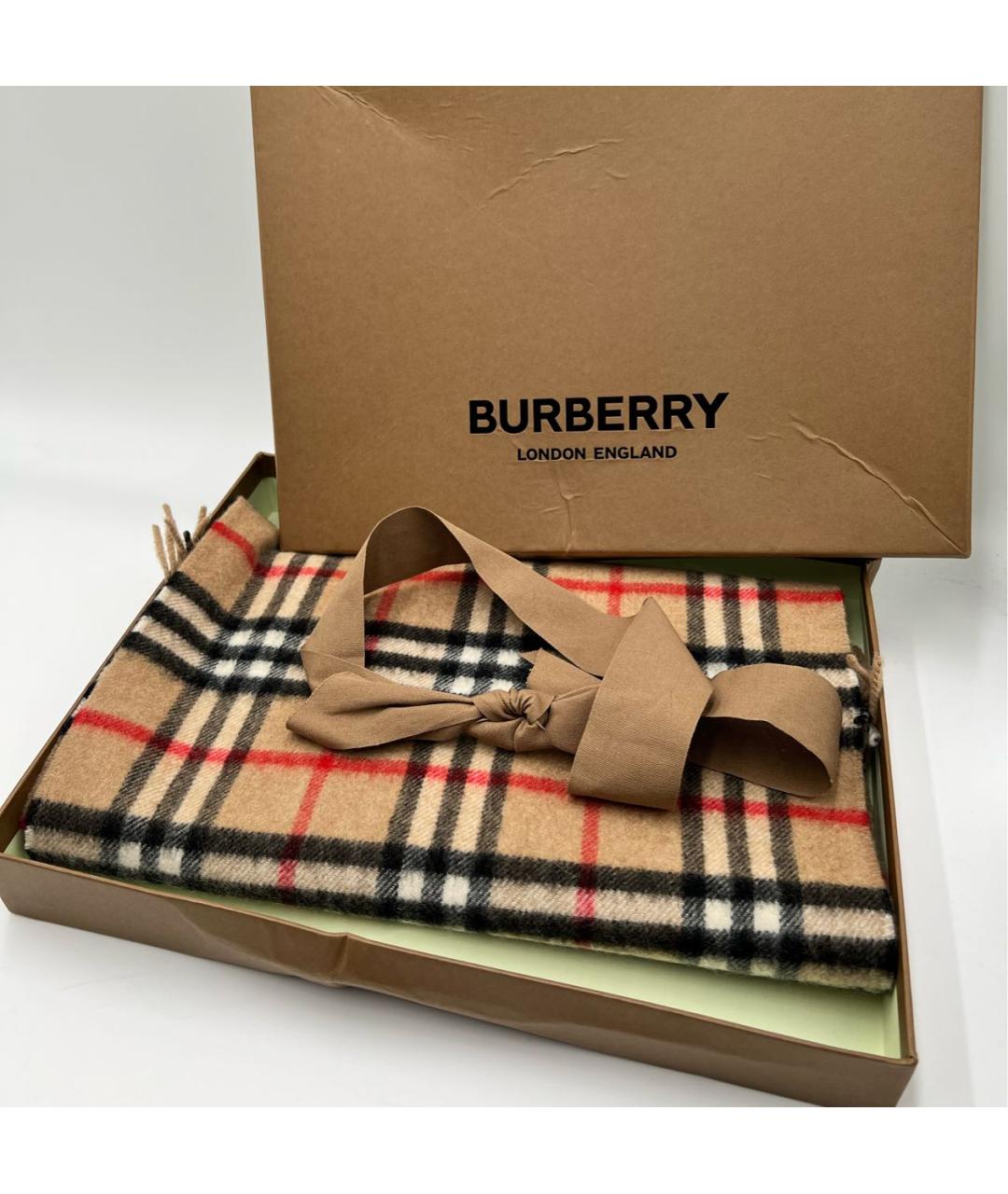 BURBERRY Бежевый кашемировый шарф, фото 2