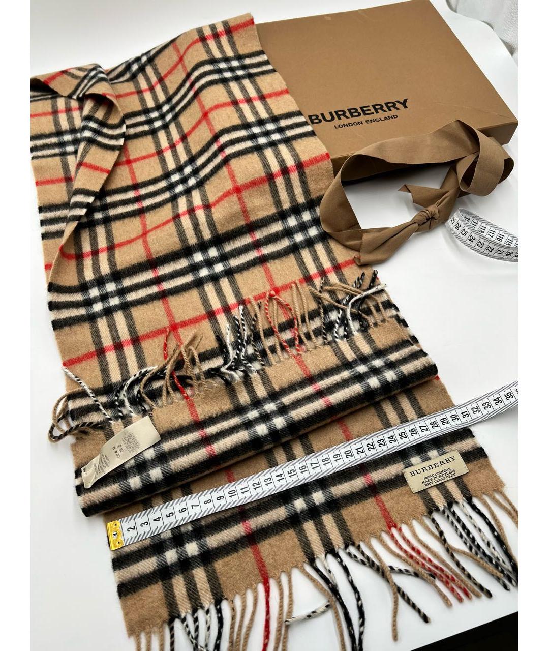 BURBERRY Бежевый кашемировый шарф, фото 7