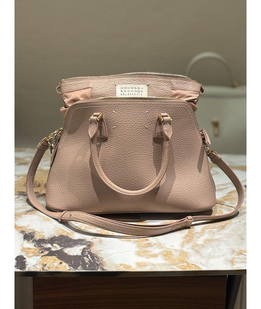 MAISON MARGIELA Коралловая кожаная сумка с короткими ручками, фото 4