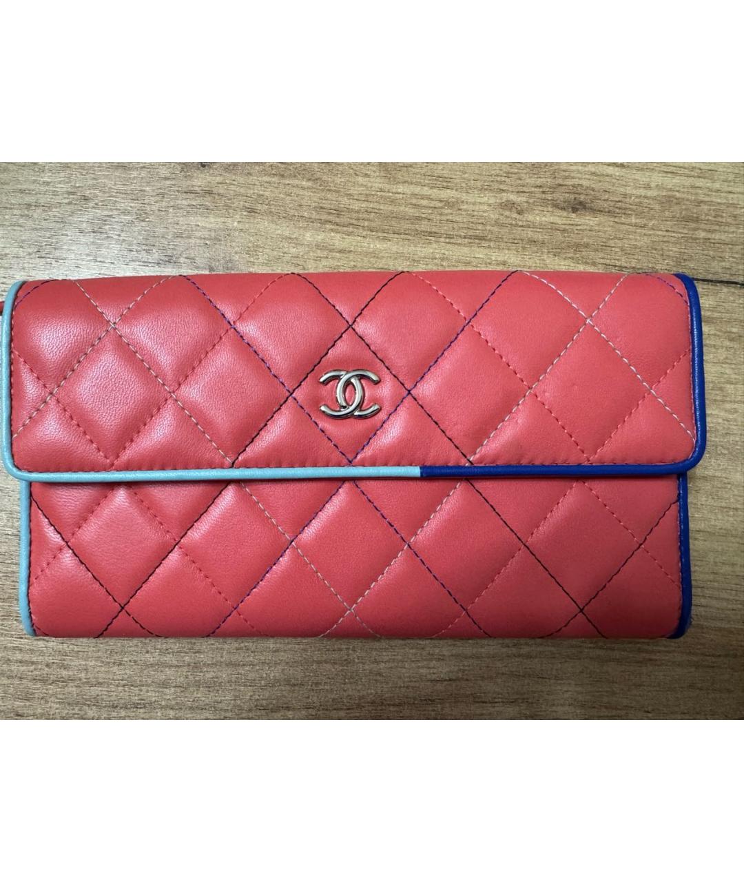 CHANEL Розовый кожаный кошелек, фото 4