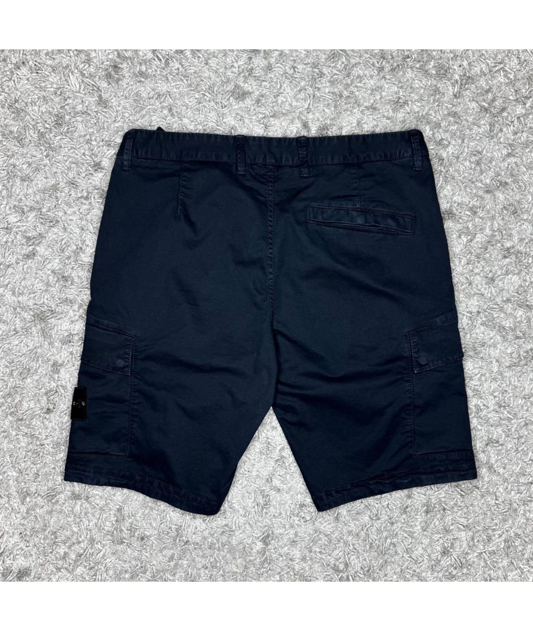 STONE ISLAND Темно-синие хлопковые шорты, фото 2