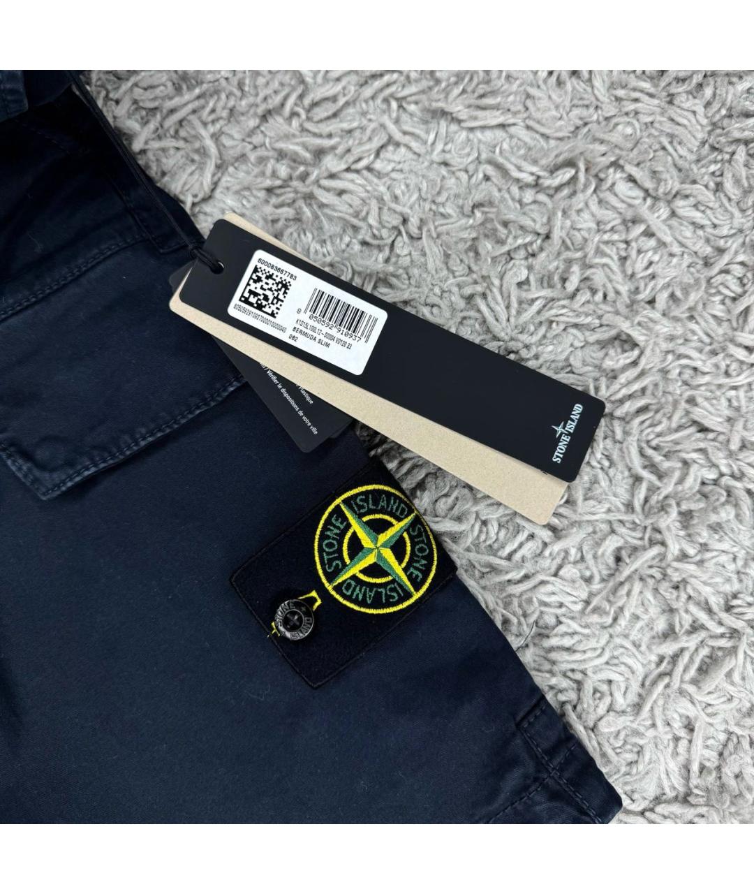 STONE ISLAND Темно-синие хлопковые шорты, фото 3