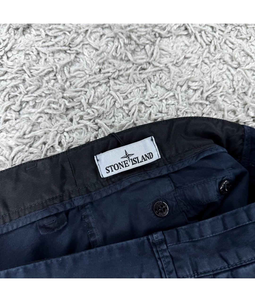 STONE ISLAND Темно-синие хлопковые шорты, фото 4