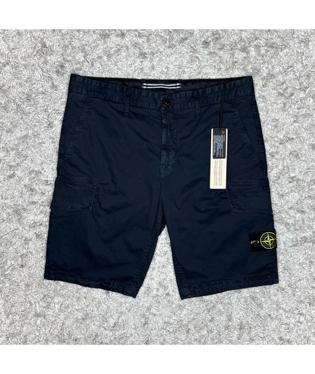 STONE ISLAND Темно-синие хлопковые шорты, фото 6