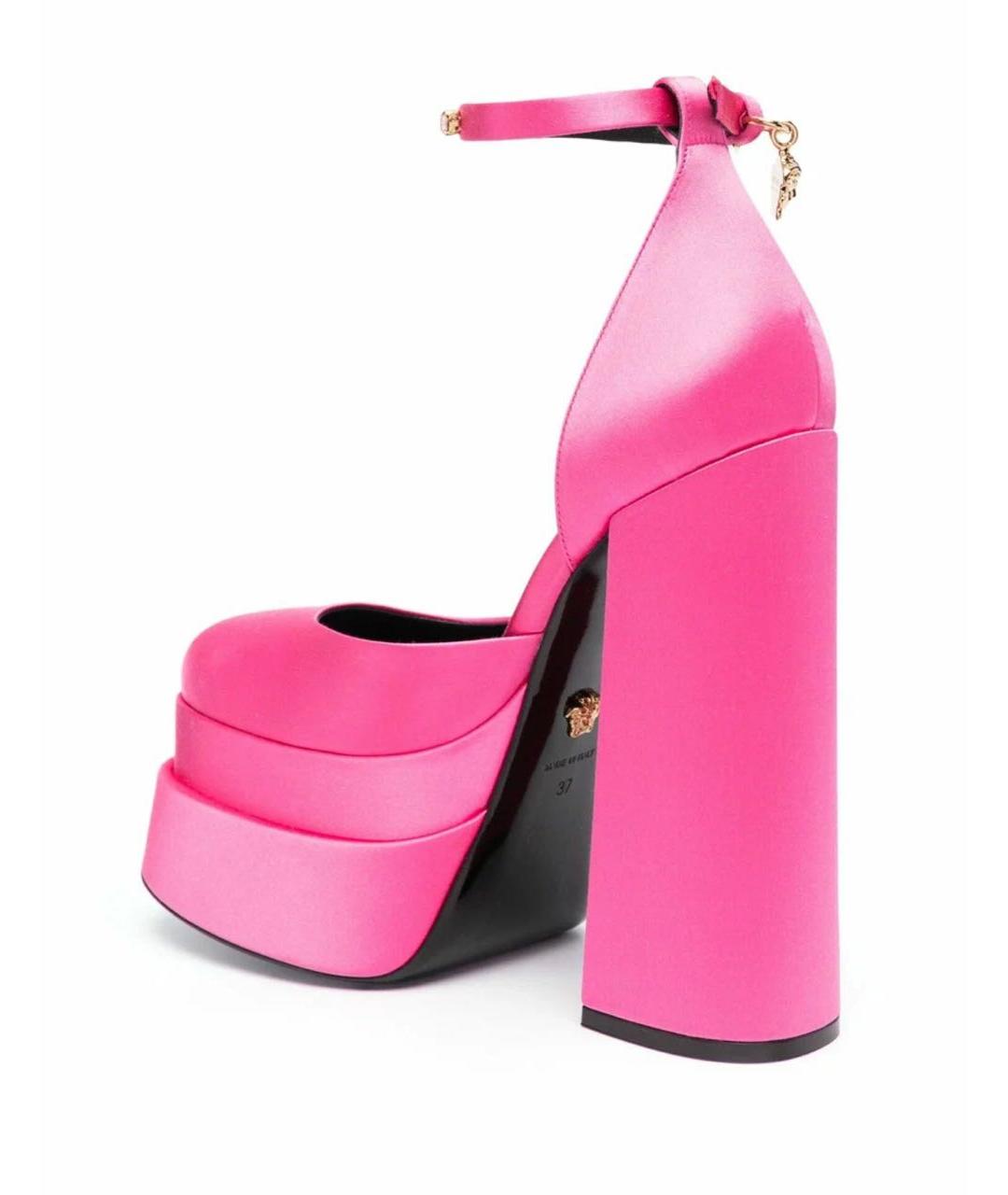 VERSACE Розовые текстильные босоножки, фото 4