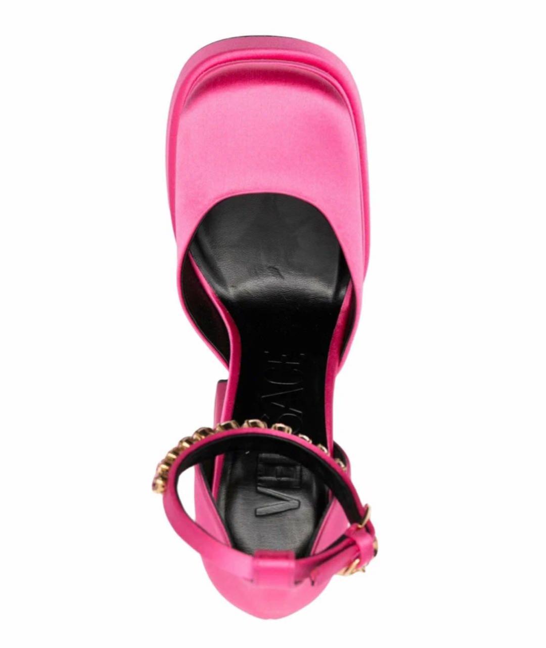 VERSACE Розовые текстильные босоножки, фото 3