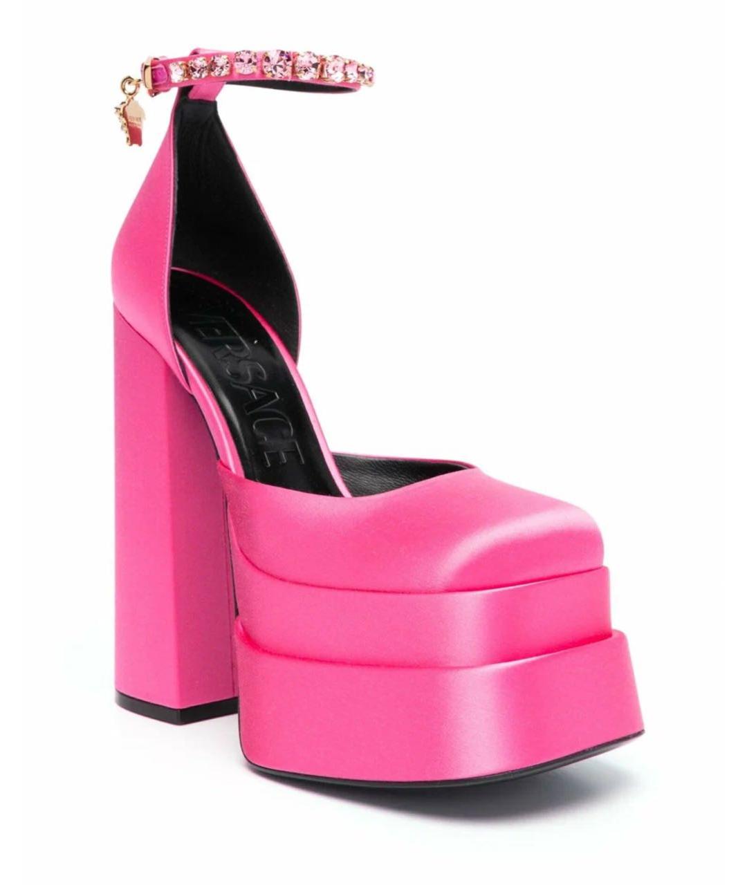 VERSACE Розовые текстильные босоножки, фото 2