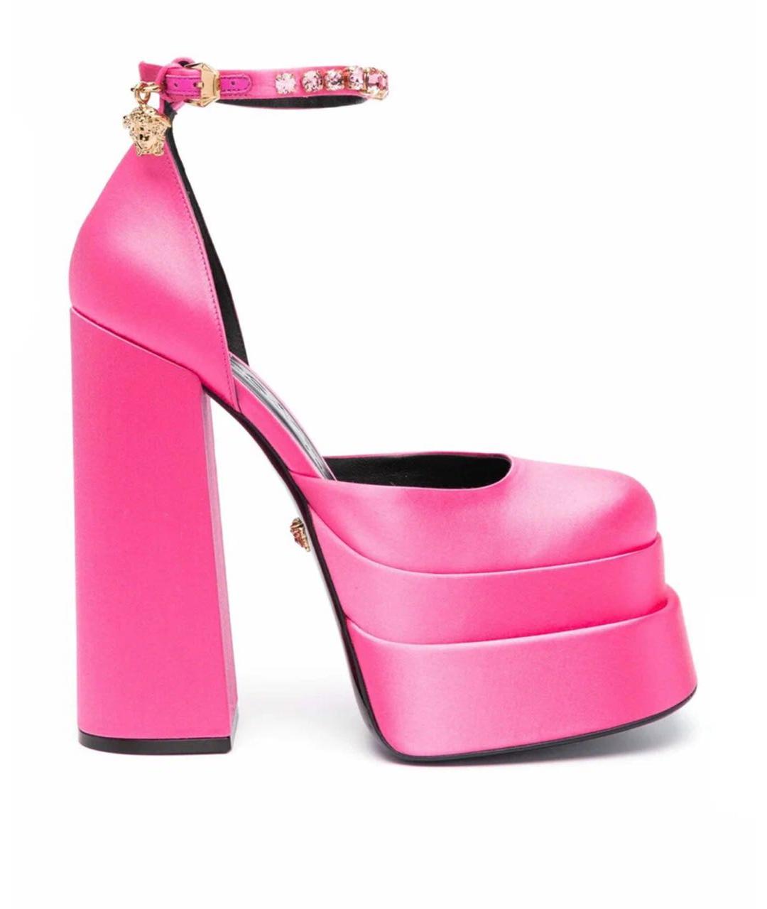 VERSACE Розовые текстильные босоножки, фото 7