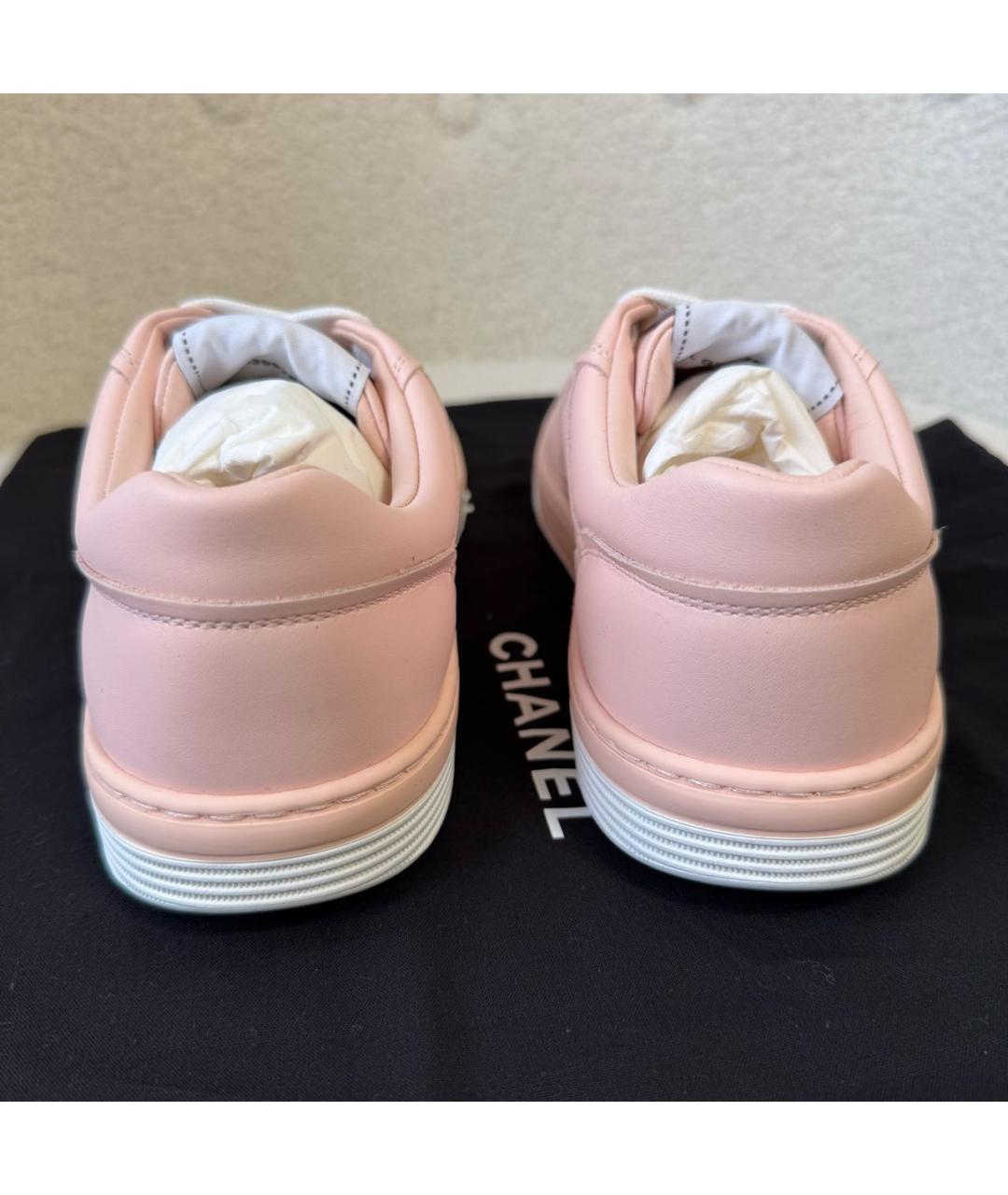 CHANEL Розовые кожаные кеды, фото 5