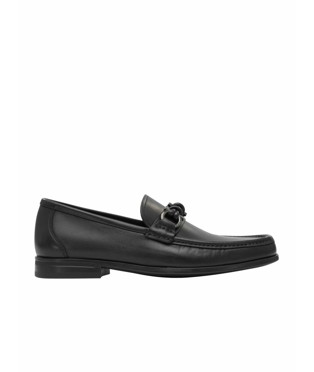 FERRAGAMO Черные кожаные лоферы, фото 1