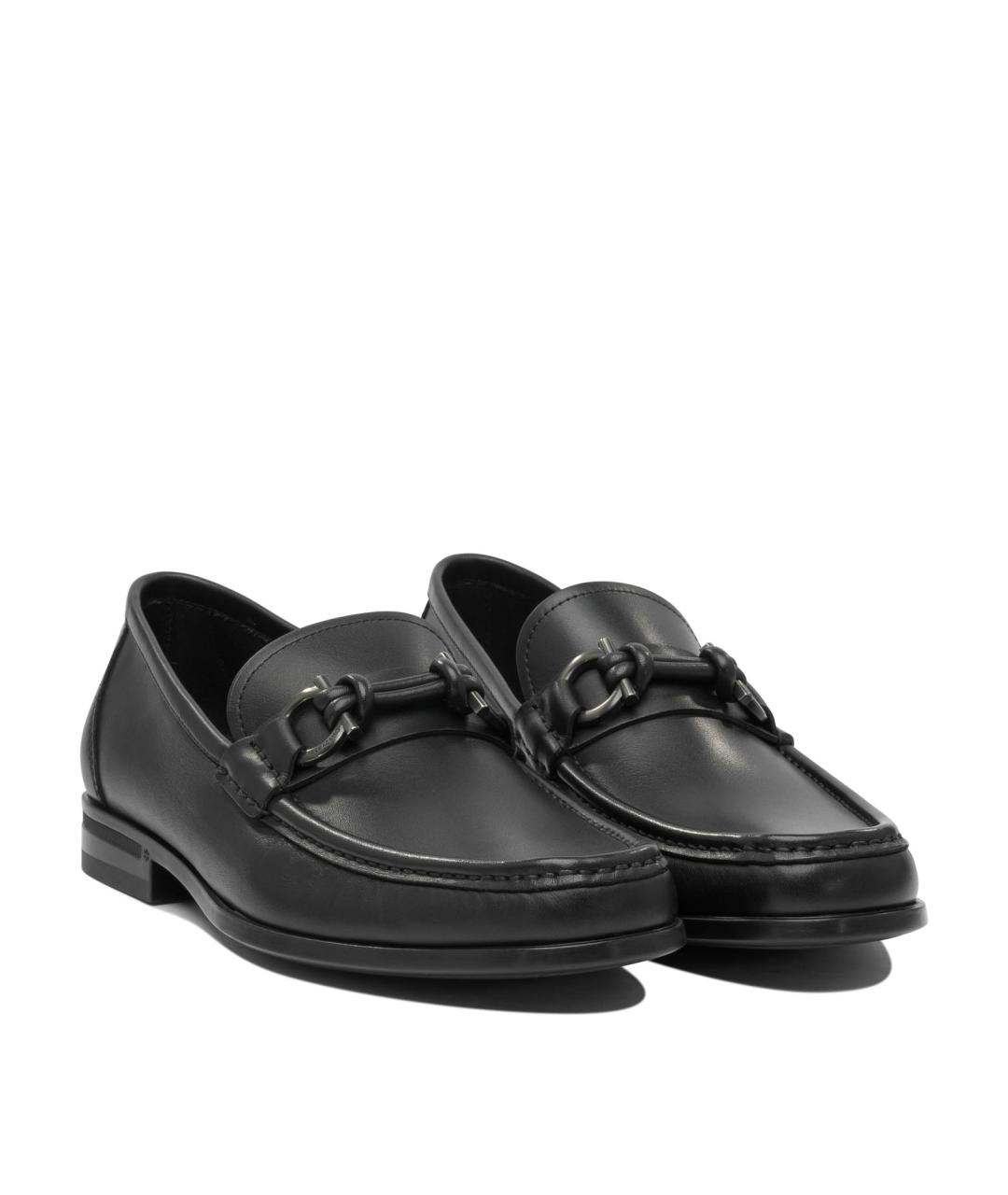 FERRAGAMO Черные кожаные лоферы, фото 2