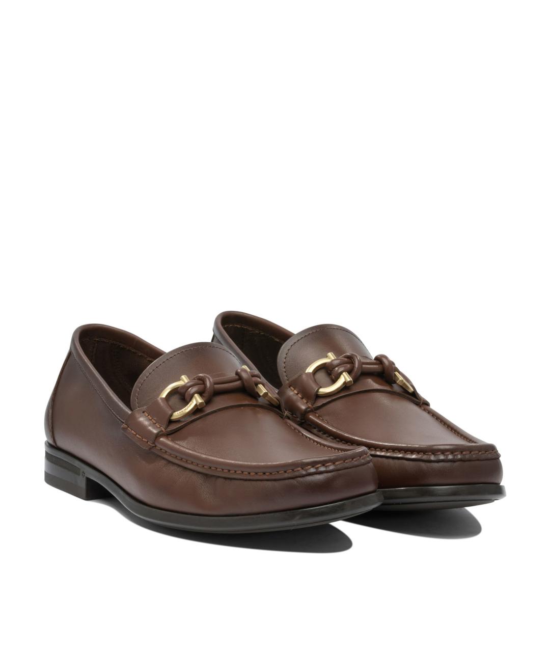 FERRAGAMO Коричневые кожаные лоферы, фото 2