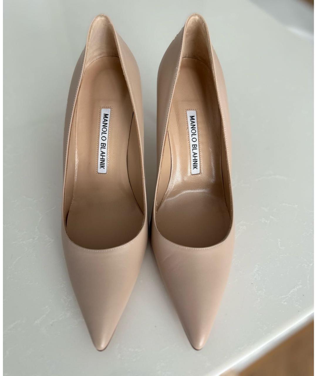 MANOLO BLAHNIK Бежевые кожаные туфли, фото 2