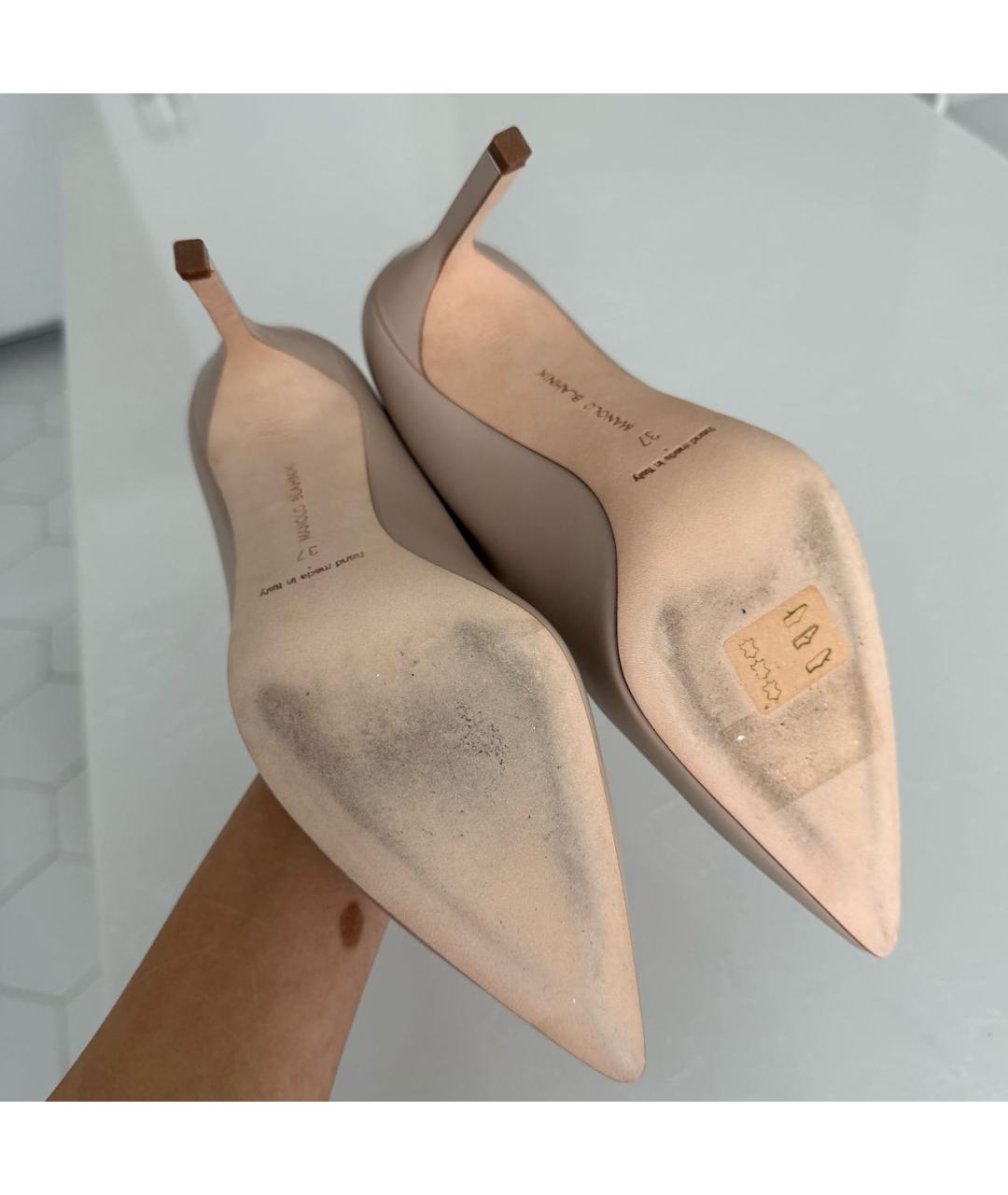 MANOLO BLAHNIK Бежевые кожаные туфли, фото 6