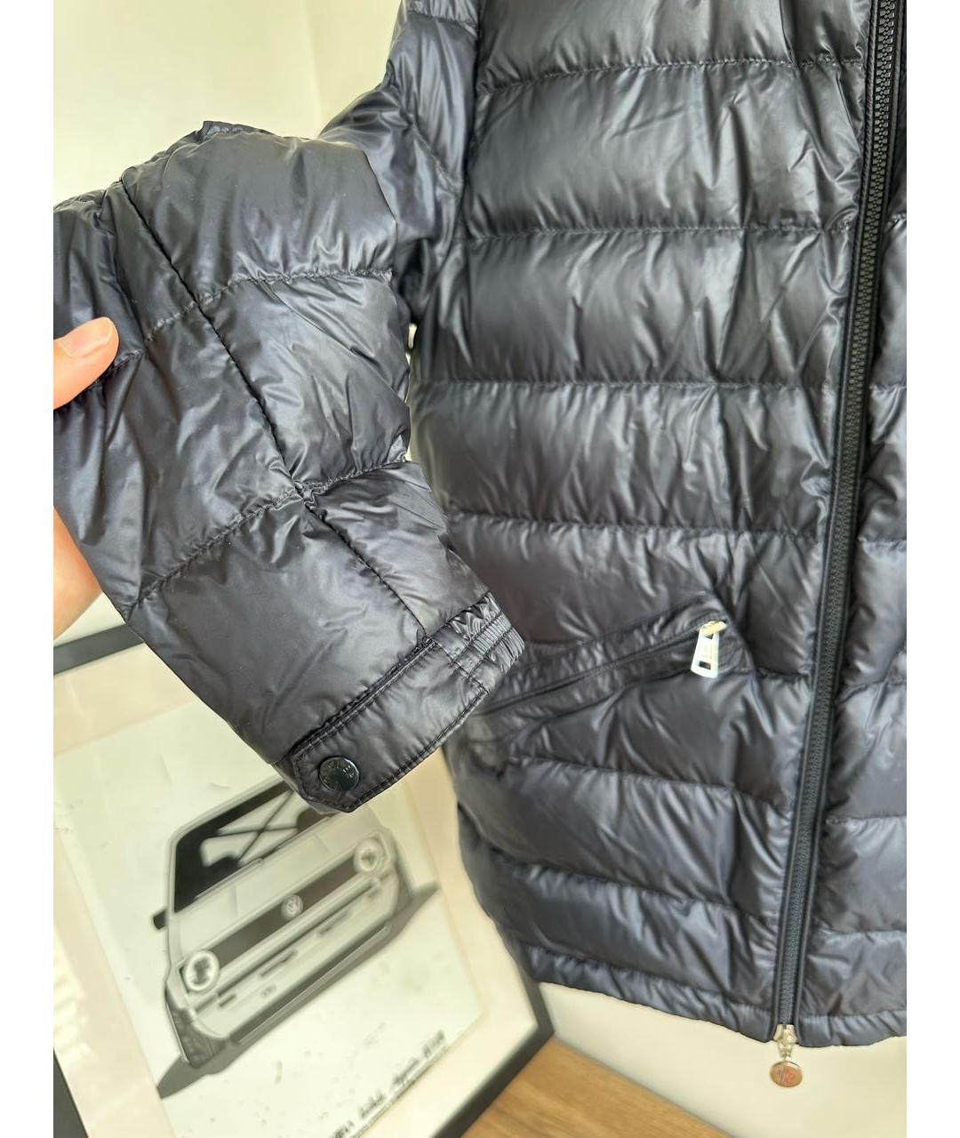 MONCLER Темно-синяя полиэстеровая куртка, фото 5