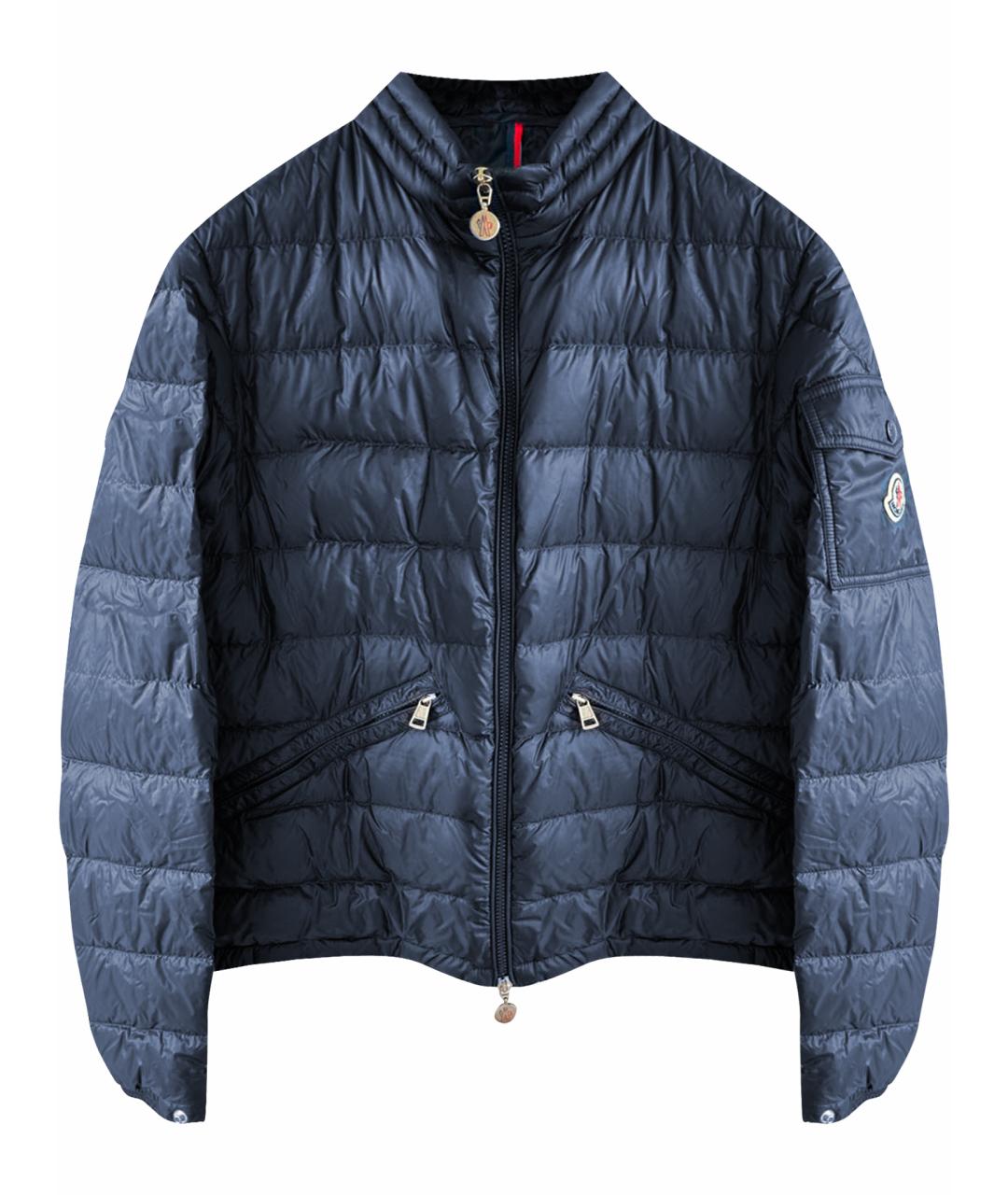 MONCLER Темно-синяя полиэстеровая куртка, фото 1