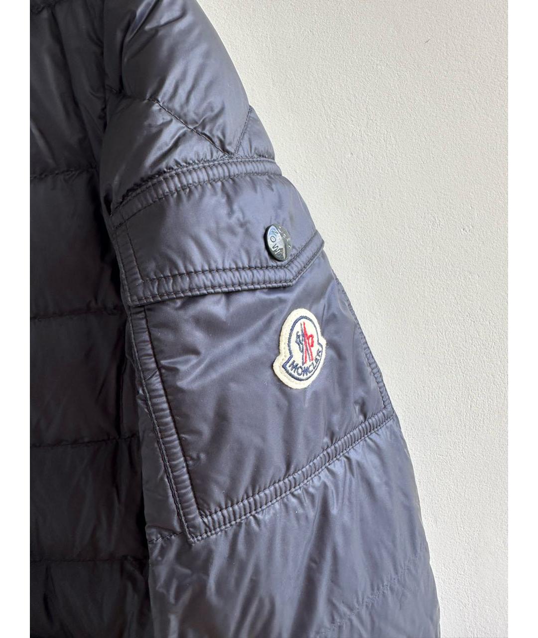 MONCLER Темно-синяя полиэстеровая куртка, фото 4