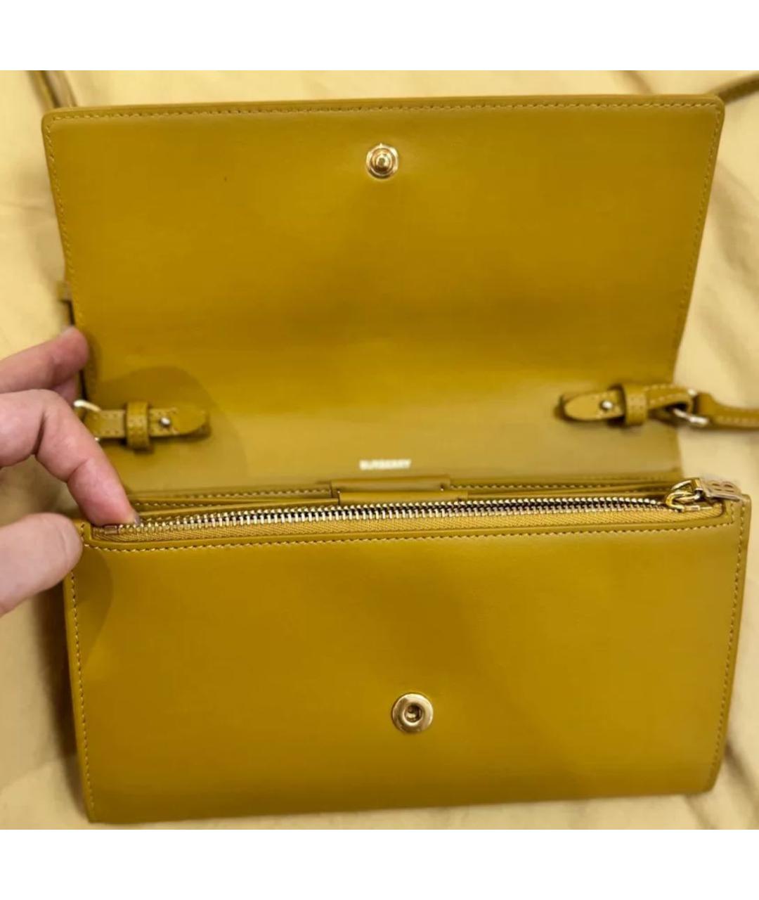 BURBERRY Горчичная кожаная сумка через плечо, фото 4