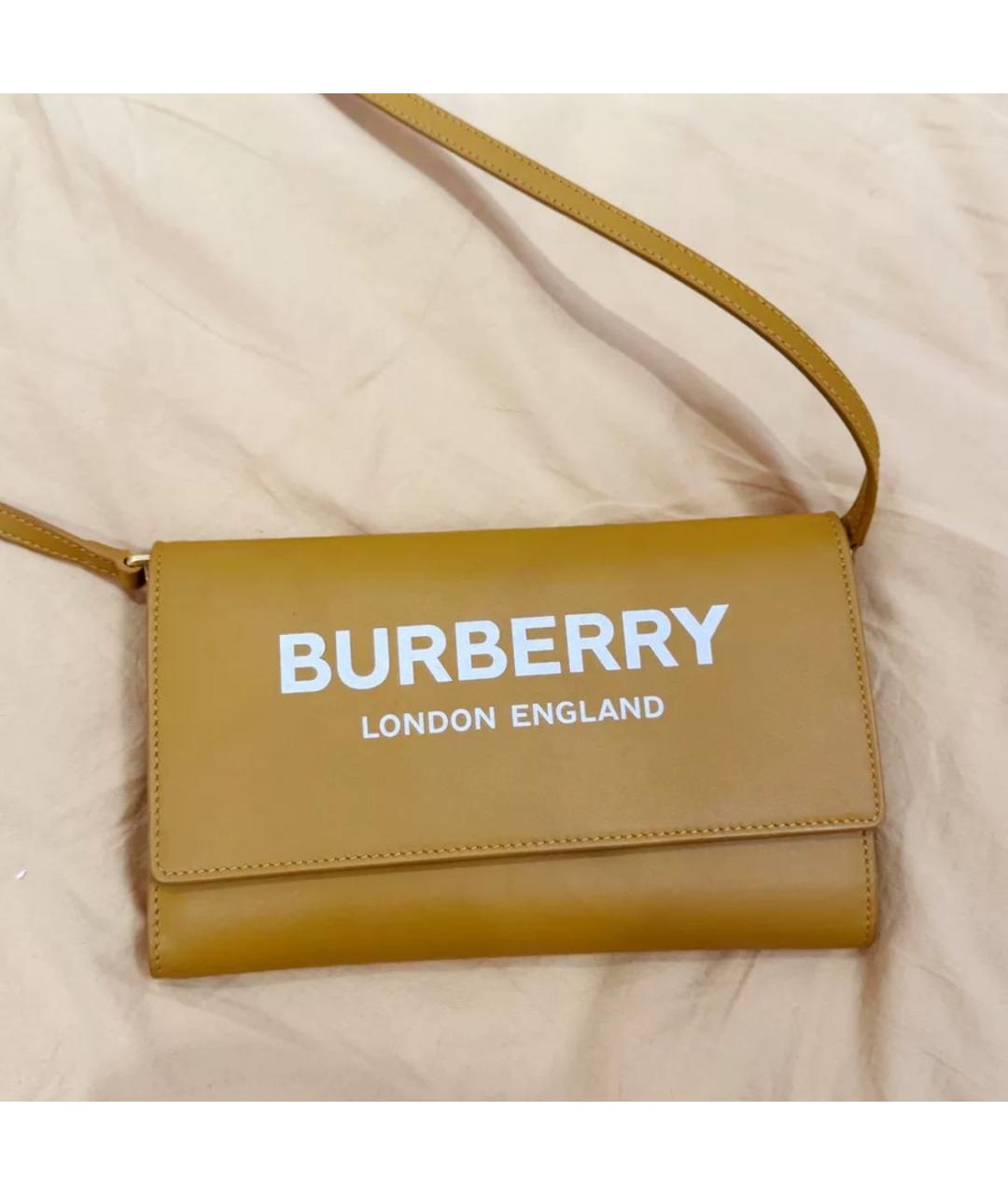 BURBERRY Горчичная кожаная сумка через плечо, фото 2