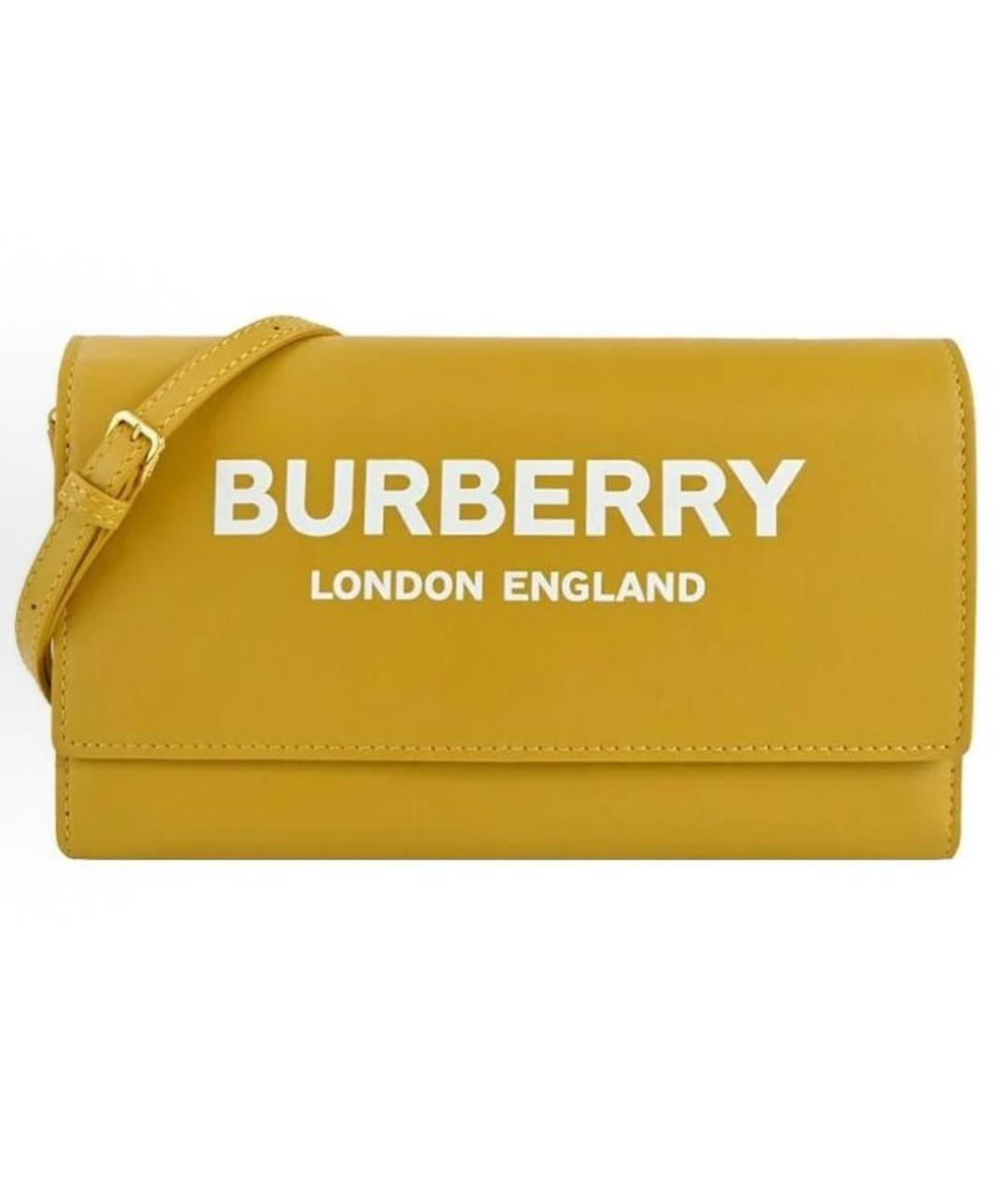 BURBERRY Горчичная кожаная сумка через плечо, фото 6