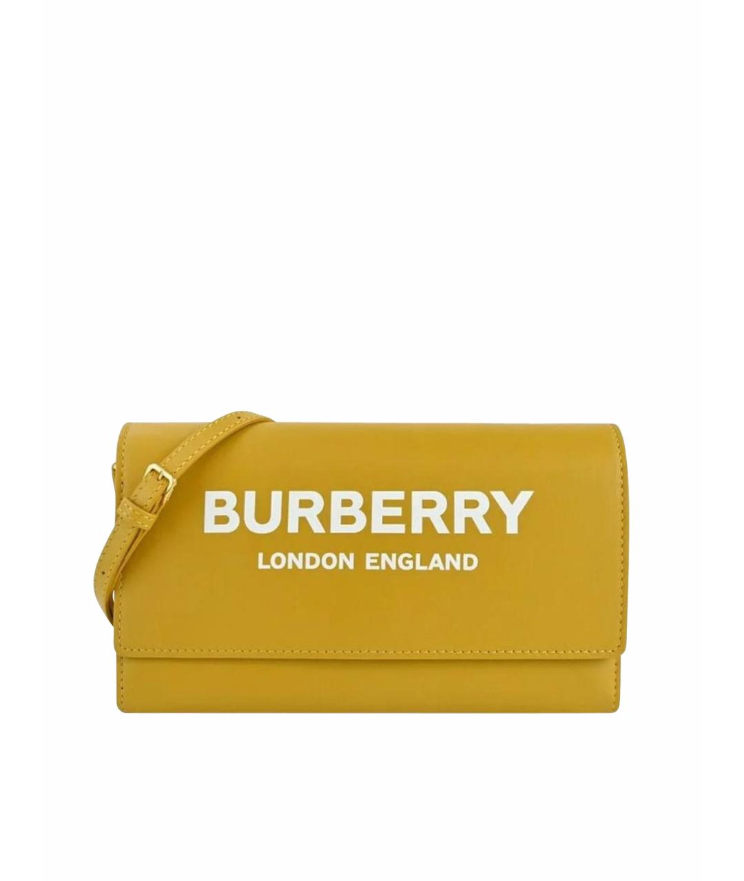 BURBERRY Горчичная кожаная сумка через плечо, фото 1