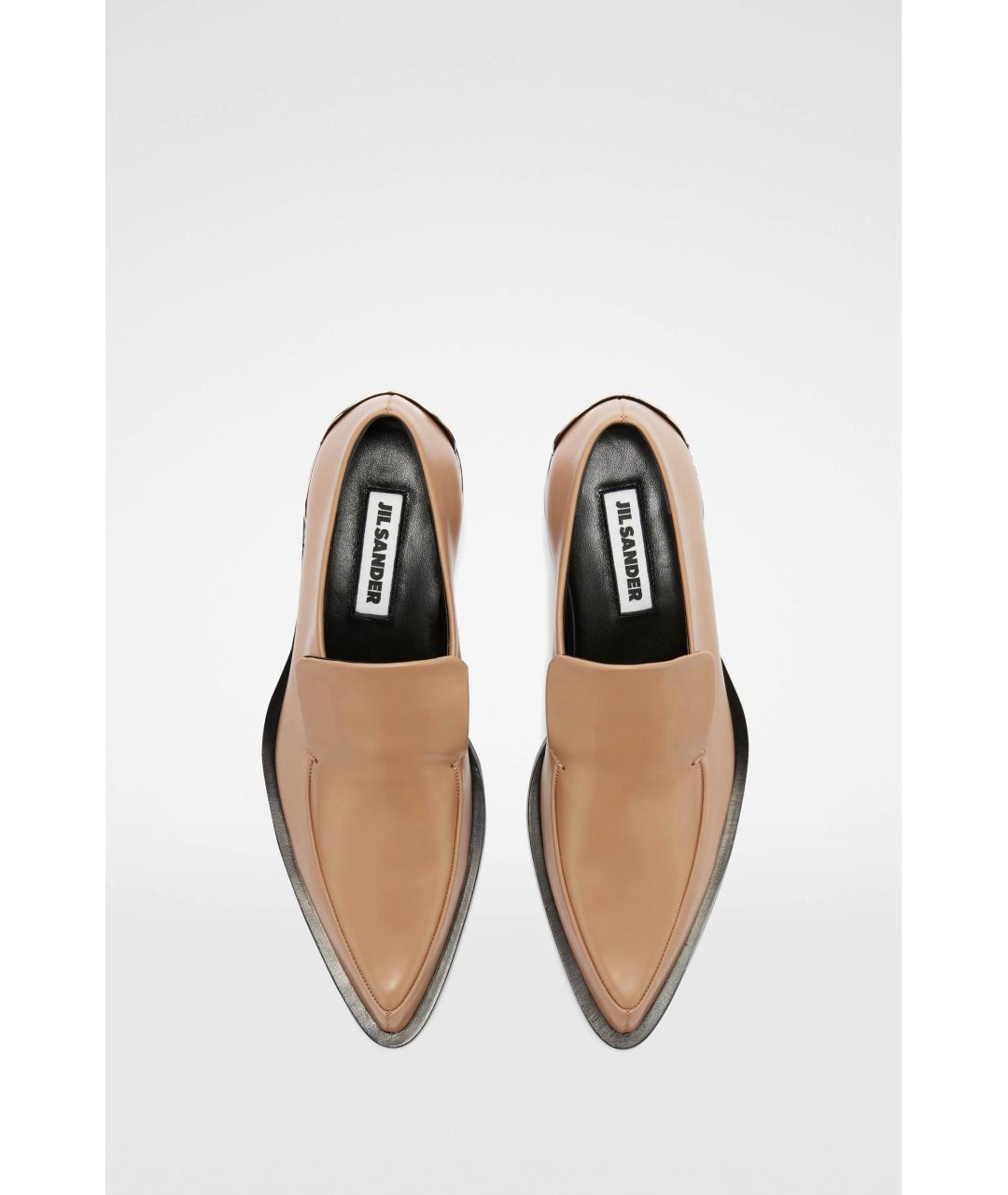 JIL SANDER Бежевые кожаные лоферы, фото 7